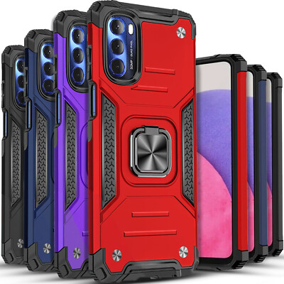 For Motorola Moto G52 Case, Armor Stand Cover + Tempered Glass Screen Protector