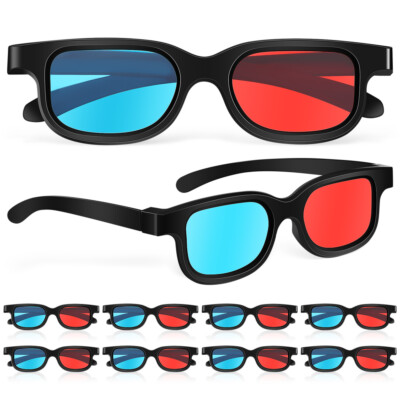 10pcs Red-Blue 3D Glasses for Movies & Games - Simple Design