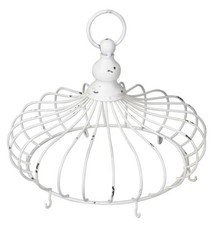 mittlere dekorative Kräuterkrone mit 6 Haken im Landhausstil weiß-schwarz shabby