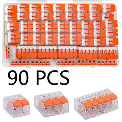 Wago Transparent 2,3,5 Splicing Wire Connector, Lever-Nuts Terminal Block (90pc)