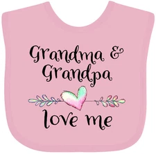 Inktastic Grandma And Grandpa Love Me- Heart Grandchild Baby Bib Grandson First