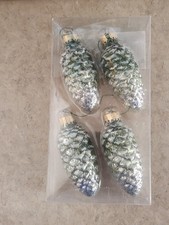 "Celebrate It" Hand-Blown Glass Christmas Ornaments 4 Pinecones