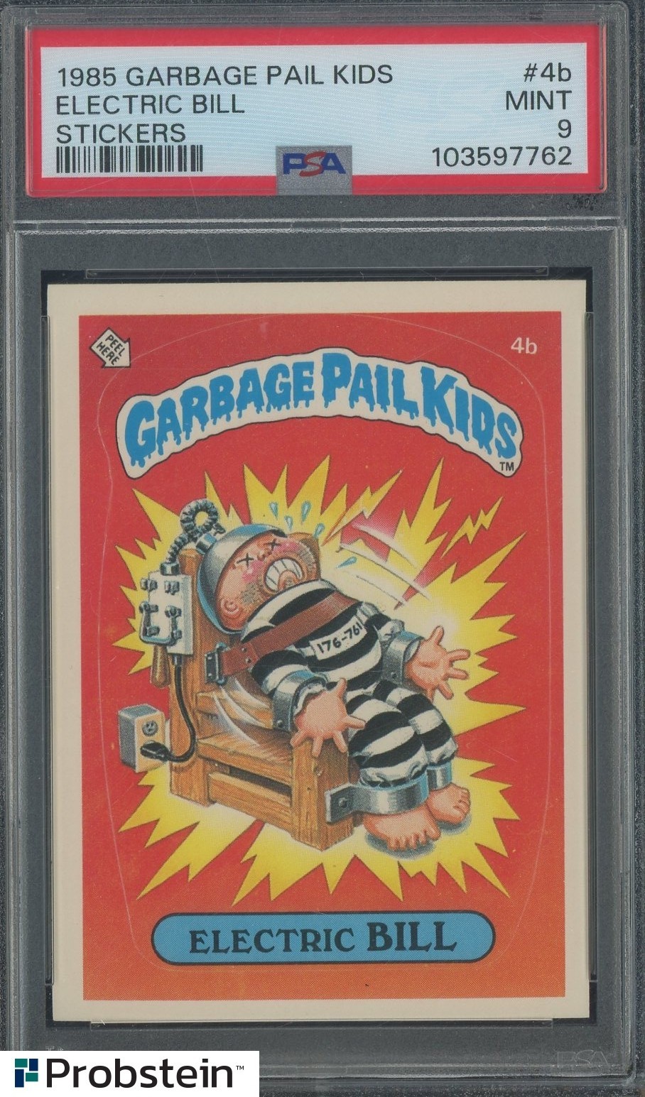 1985 Topps Garbage Pail Kids GPK Stickers #4b Electric Bill PSA 9 MINT view 1