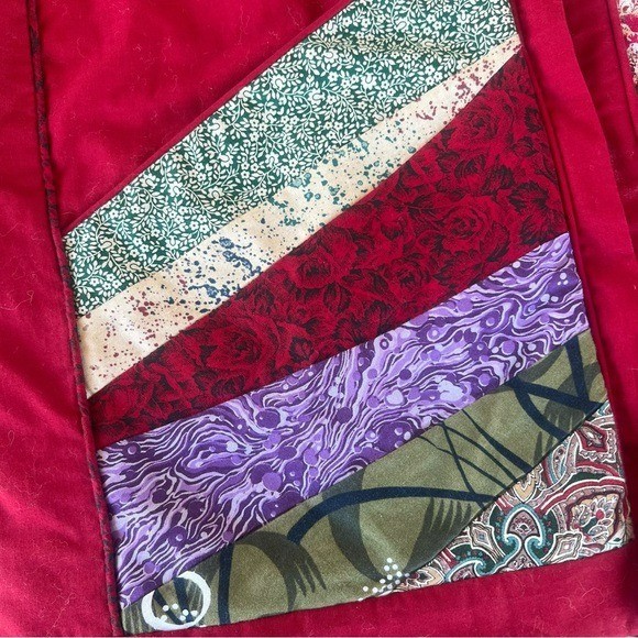 VTG Patchwork Granny Jacket Handmade Red Shabby C… - image 10