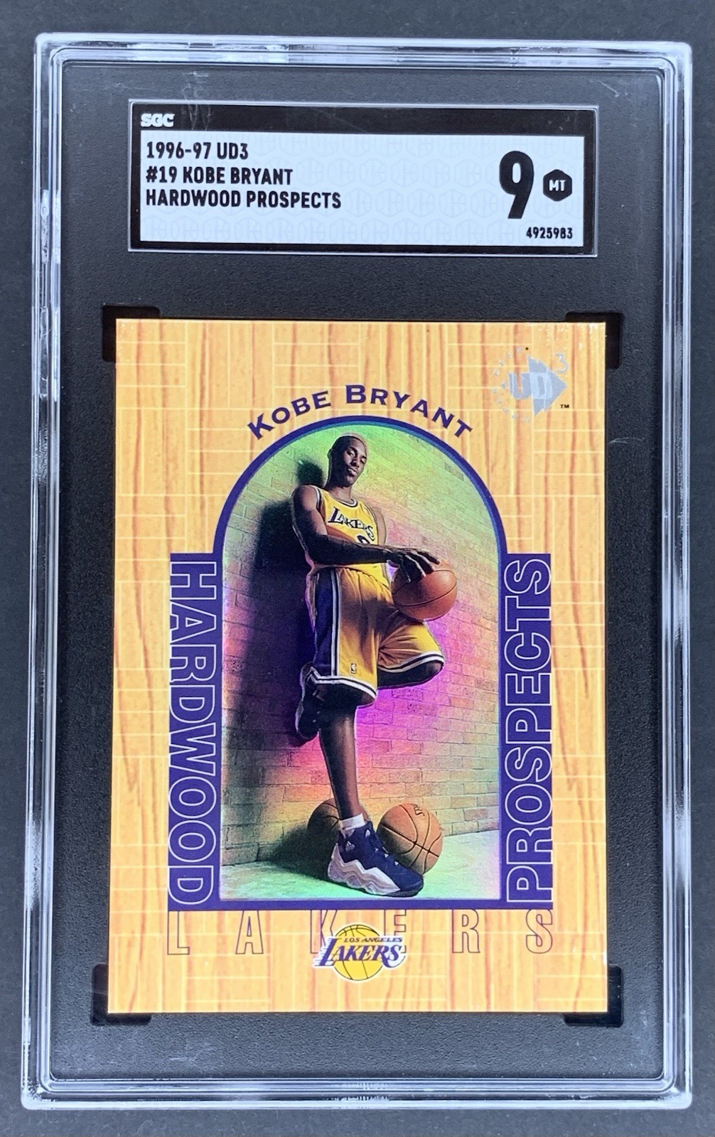KOBE BRYANT 1996-97 UPPER DECK UD3 #19 HARDWOOD PROSPECTS RC SGC 9 ROOKIE