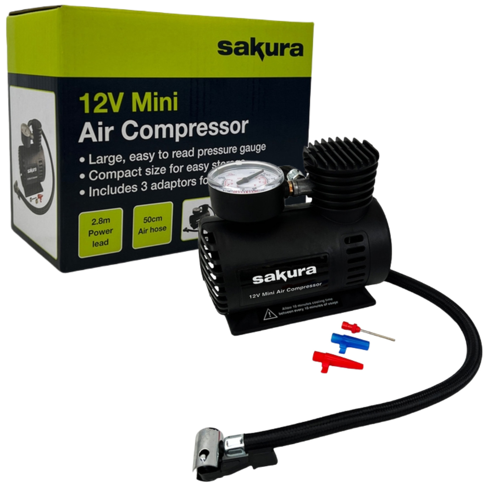 12V Mini Air Compressor Inflate Tyre PSI Electric Car Inflator Pump Pressure