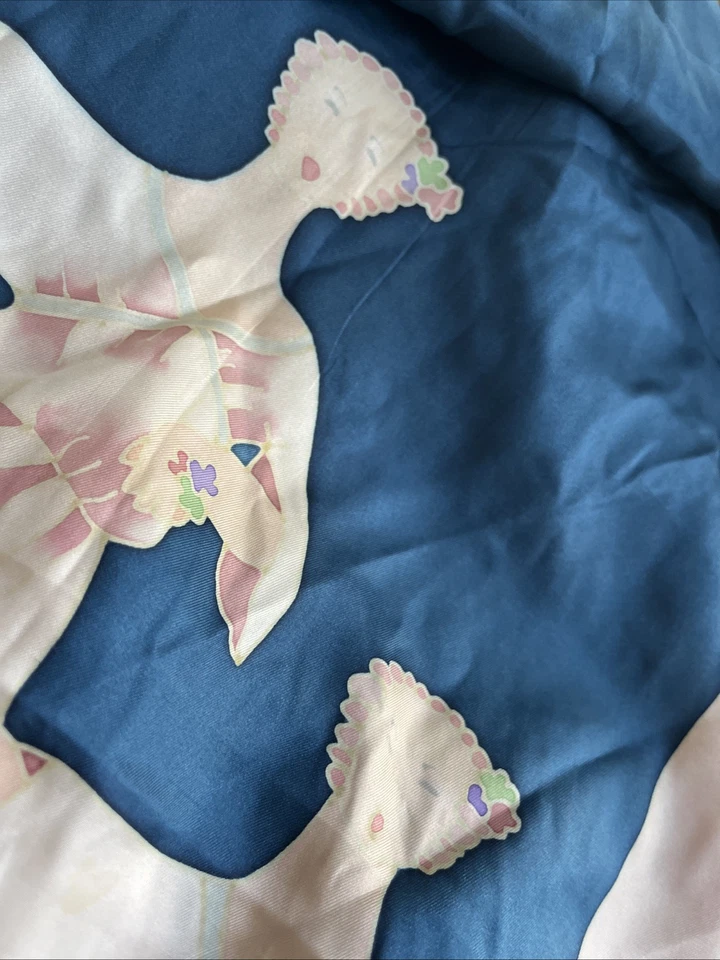 Lovely Women Dancing Silk Print Vintage Scarf 54"/16" EC - Image 3 of 4