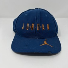 Vintage Nike Air Jordan Snap Back Hat Blue 100 Wool Jumpman 90s Distressed