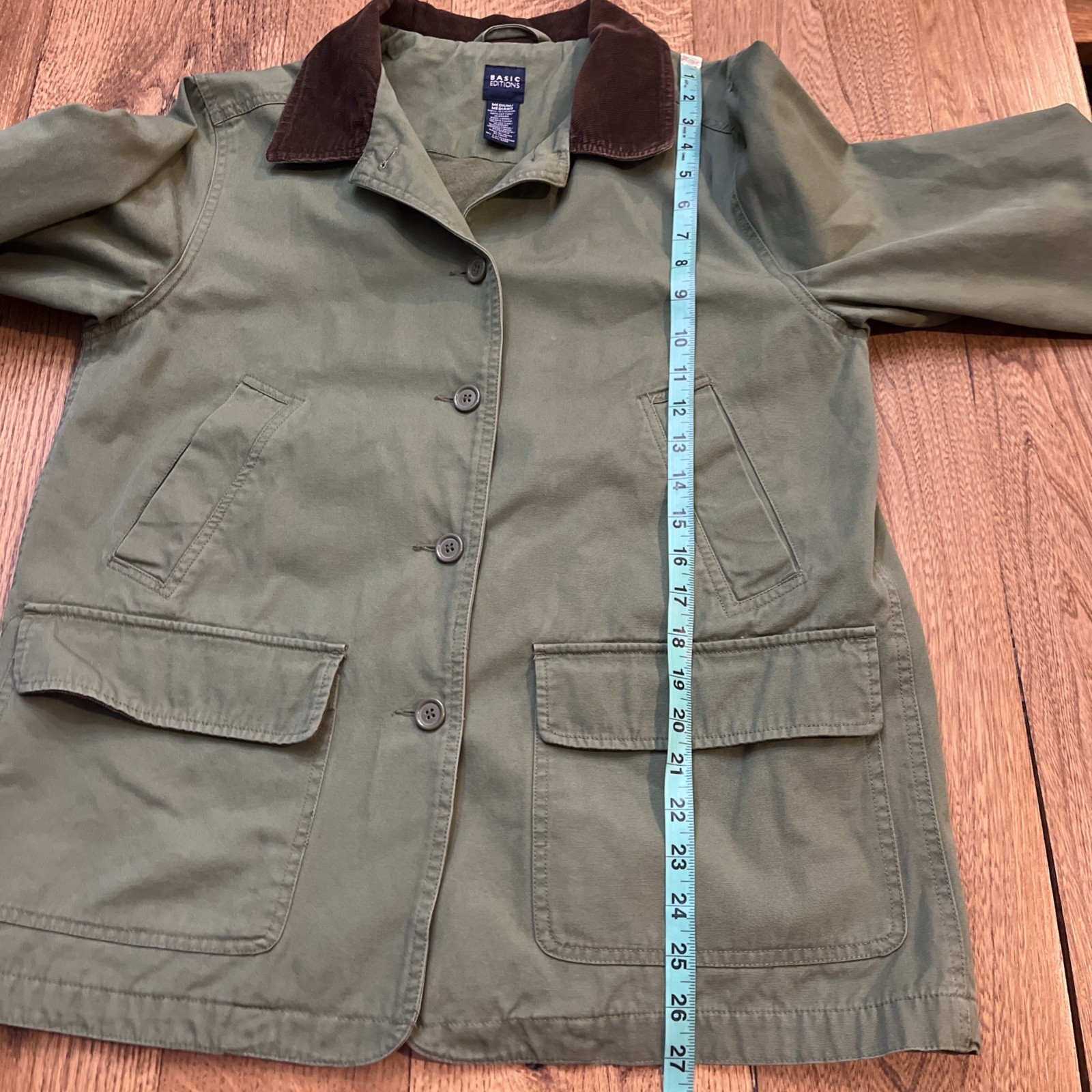 Basic Edition Barn Chore Coat Jacket Green Cordur… - image 9