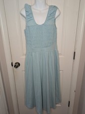 Isabel Maternity Ingrid Isabel Smocked Midi Dress Light Blue Large L NWT
