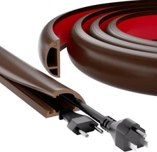 4ft Floor Cord Cover, Silicone Wire Hider, Hide Extension Cords, 4ft, Brown 