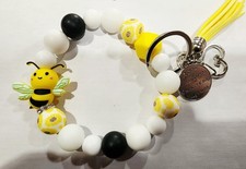 Bee Keychain Wristlet Bracelet - Silicone