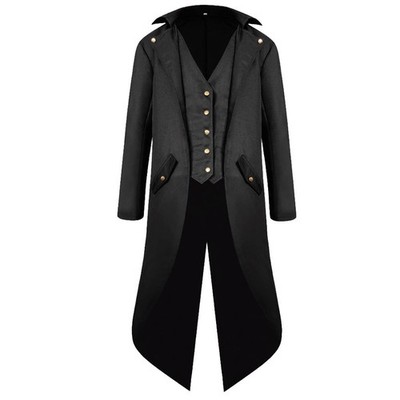 Herren Vintage Gothic Victorian Halloween Kostüm Mantel, Schwarz, XL