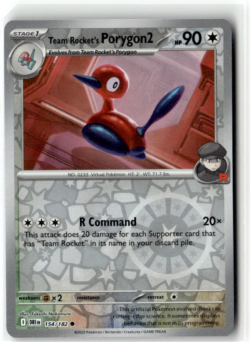 Team Rocket's Porygon2 154/182 Common Destined Rivals Pokemon Reverse Holo NM/M