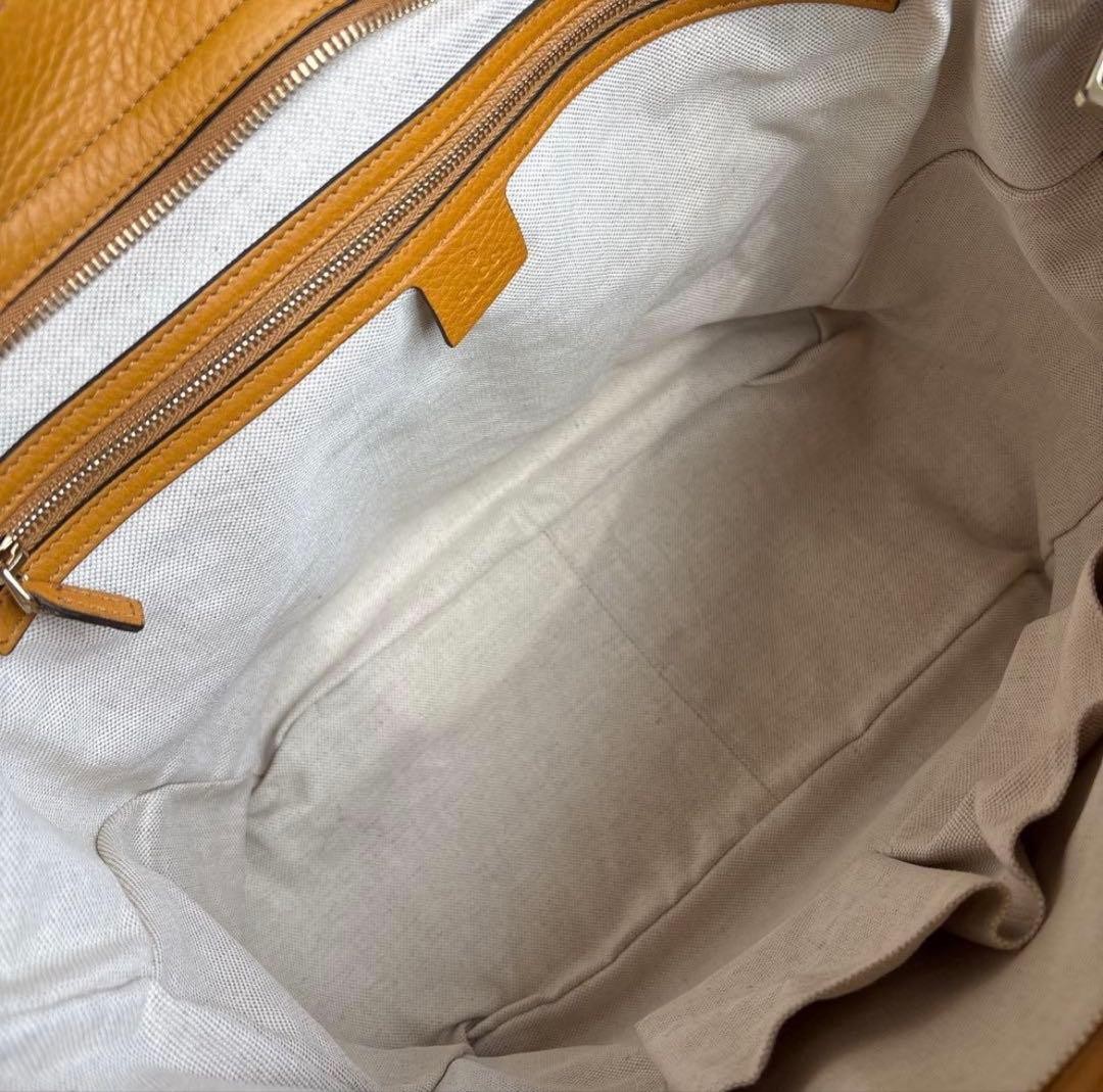 GUCCI Large Yellow Leather Tote Bag GG Logo Charm Italy Unused thumbnail 6