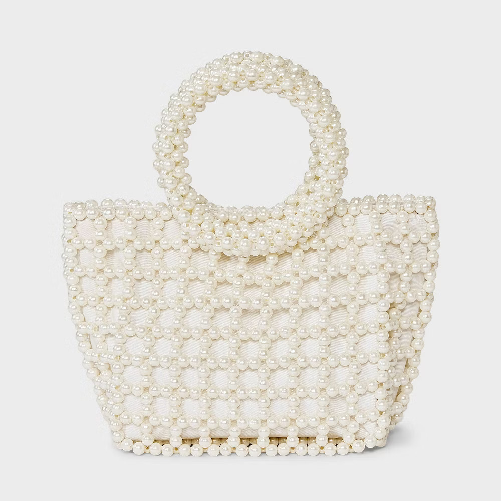 Mini Pearl Beaded Bucket Bag - A New Day Ivory 3690₽
