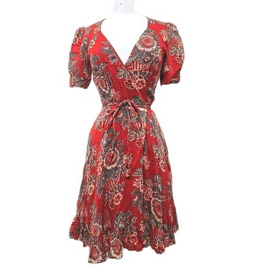 open lace back dress Magdalena Wrap Dress (Pink + Red Roses) – Vintage Vandalizm main image 1