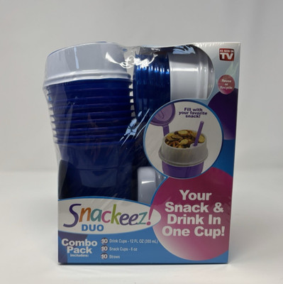 Snackeez Duo Snack & Drink Cup 30 Piece Kit Blue As Seen On TV New