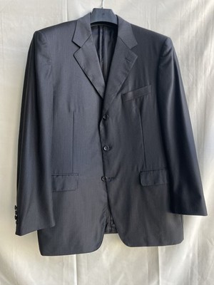 Canali Anzugjacke Blazer gestreift schwarz/marine Wolle Größe EUR 52R