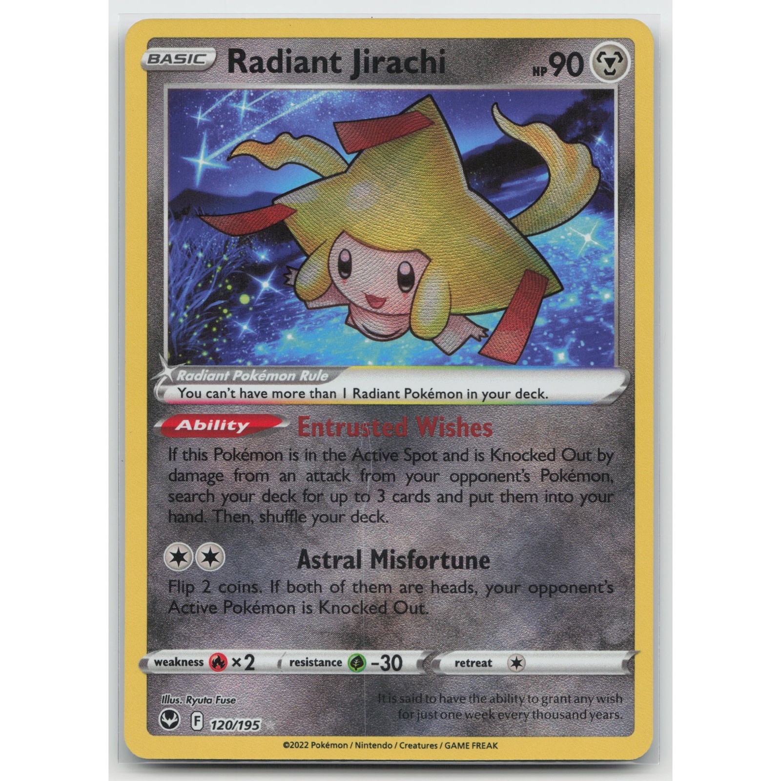 Radiant Jirachi Holo Silver Tempest 120/195 RR NM Pokemon