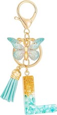 Cute Initial Letter Keyrings Green Key Ring,Capital Alphabet Resin Keychain