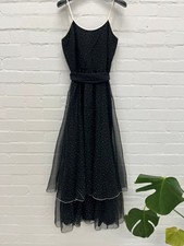 Vera mont black chiffon maxi dress, uk 8