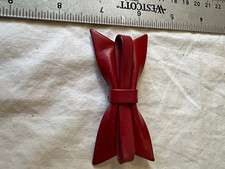 Red Leather Shoe Clip Bow, Vintage, Women s, Fashion, Craft