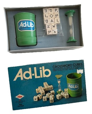 Vintage 1975 Ad-Lib Crossword Cubes Dice Game by E.S. Lowe/Milton Bradley NEW