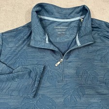 Tommy Bahama Island Zone 1/4 Zip Pullover Mens XXL 2XL Blue Jacquard Print