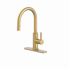 Allen + Roth Harlow Brushed Gold Pull-Down Kitchen Faucet Single Handle New Open