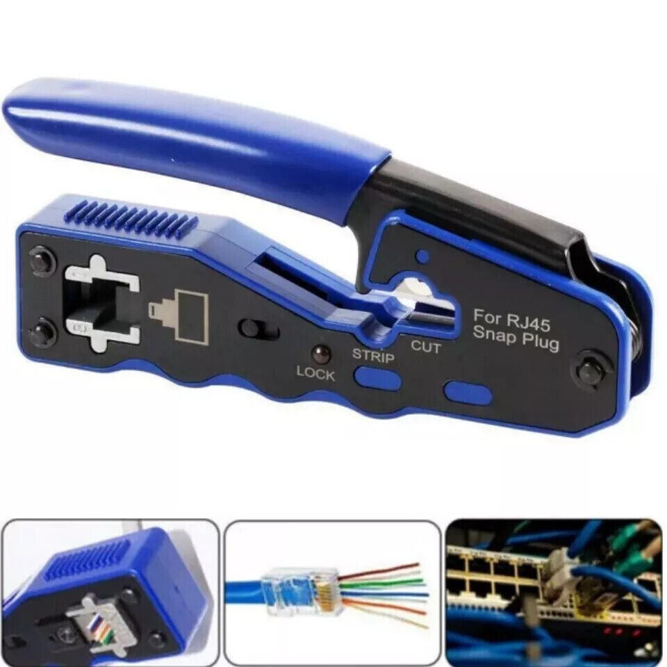 RJ45 Pass Through Crimping Tool for Network Cat6 Cat5-All in One RJ45 Crimper