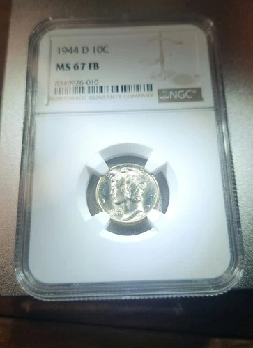 BLAST WHITE NGC MS67 FB 1944 D 10C MERCURY SILVER DIME **ABSOLUTE WHITE BLAZER**