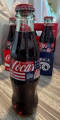 Coca Cola AMERICA 250   CELEBRATING 250th ANNIVERSARY 8FL OZ GLASS BOTTLE (1)