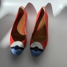 Fendi Women’s Ballet Flats 37 Orange Leather Graphic Rare Designer