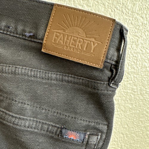 Faherty Jeans Mens 32x33 Black Stretch Terry 5 Pocket Slim Fit Straight Denim - Picture 15 of 17
