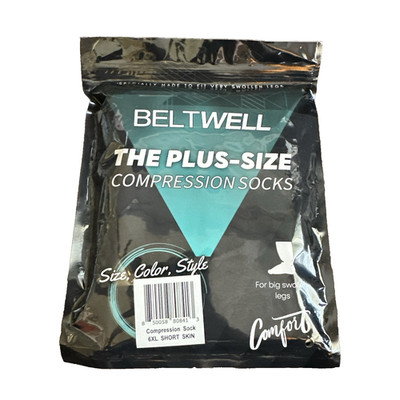 Beltwell Plus Size Compression Socks Size 6XL Skin Color Swollen Calves Ankles