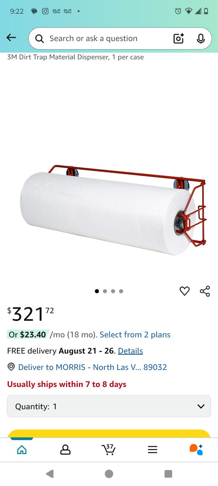 3M Surface Protection Material Magnetic Dispenser 36862, 28 in, 1/Case