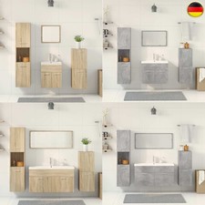 5-tlg. Badmöbel Set Holzwerkstoff Waschbeckenunterschrank Badezimmerschrank