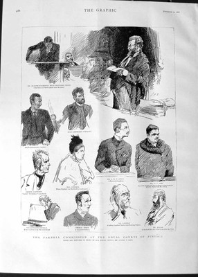 Original alter antiker Druck 1888 Parnell Commission Royal Courts Justice Lewis