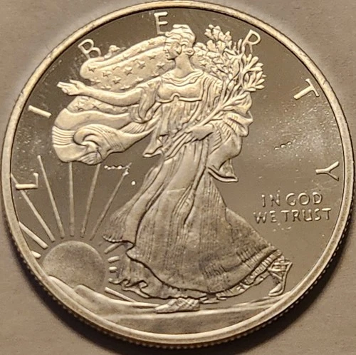 1/2 oz .999 Fine Silver Round Golden State Mint Walking Liberty