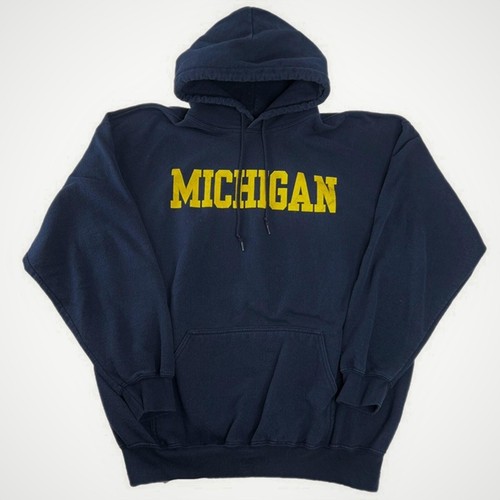 90s Michigan Wolverines Hoodie - Vintage Navy Blue College