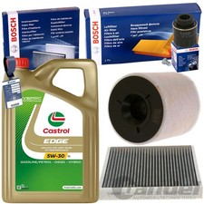BOSCH FILTERSET+CASTROL 5W30 passend für AUDI A1 8X SKODA ROOMSTER 5J VW POLO 6R