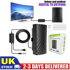 TV Antenna Indoor Outdoor Digital HD Freeview Aerial Ariel 380Mile Magnetic Base