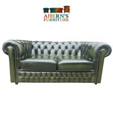 Vintage Antique Green Leather Chesterfield Sofa SAXON FREE DELIVERY