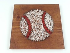 String Nail Weave Art Baseball Wood Frame