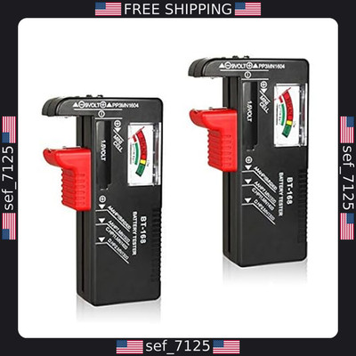 Universal 2Pcs Battery Tester Checker for AA, AAA, C, D, 9V & Button Cell