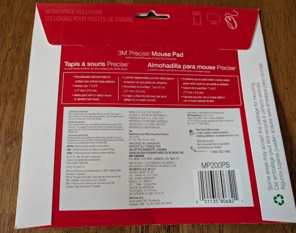 Alfombrilla de ratón 3M precisa antideslizante trasera 9 x 8 gris/mapa de bits MP114BSD1 Foto 2 de 2