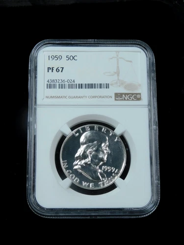 1959 50c Proof Franklin Silver Half Dollar - NGC PF67
