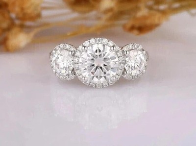 2.50 Ct Round Lab-Created Diamond Women's Engagement Ring 14K White Gold Plated