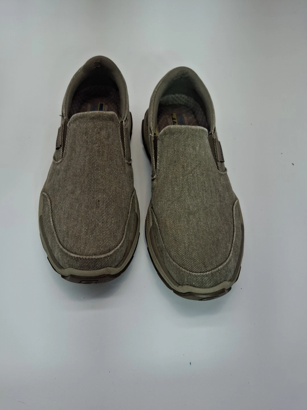 Skechers Slip-On Respected-Fallston Taupe Shoes Mens Size 10.5 204387 TPE EUC